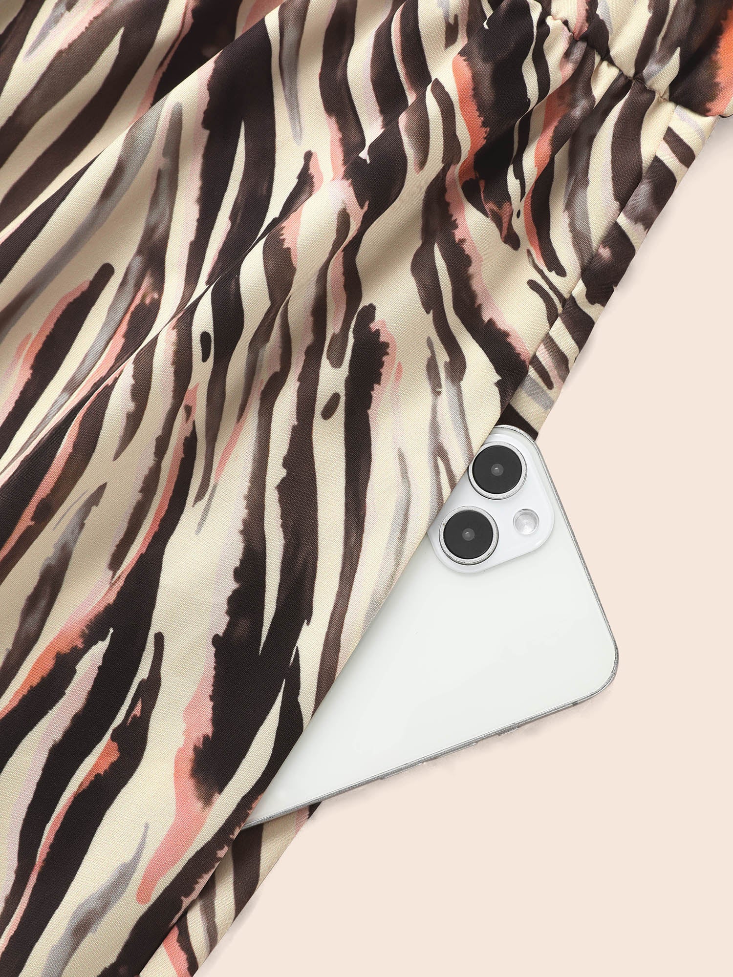 Zebra Print Shirt Collar Belted Dress