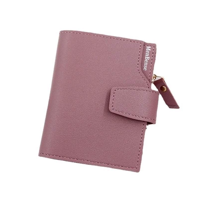 Women's Solid Color Pu Leather Zipper Buckle Wallets