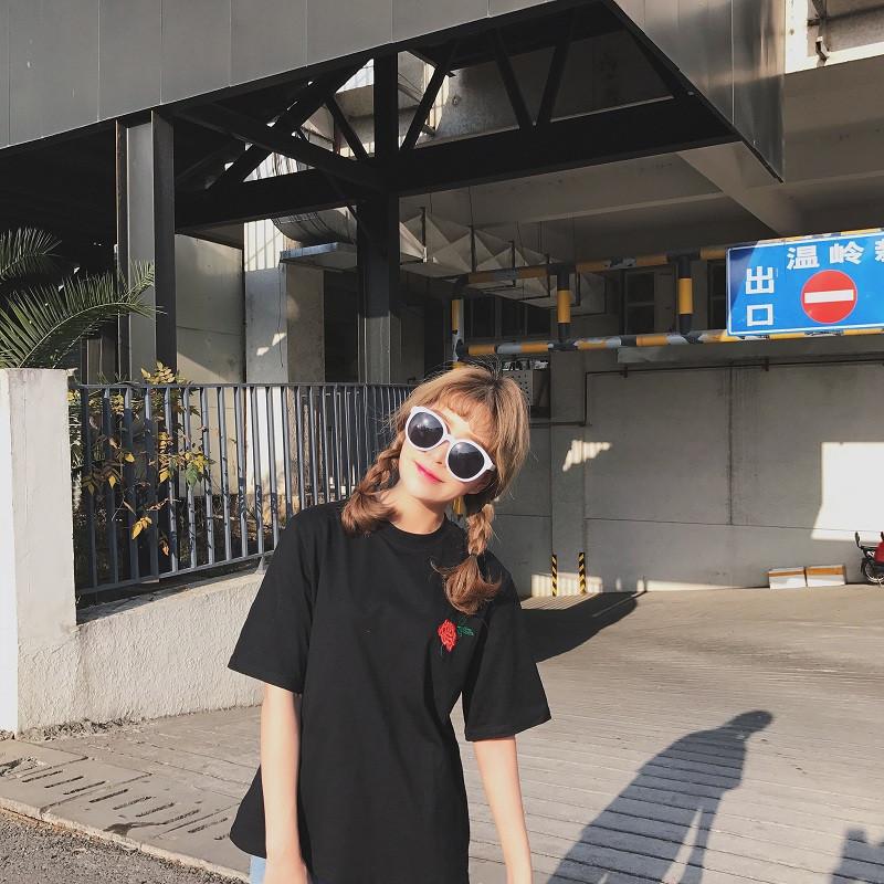 Embroidered Rose Tee