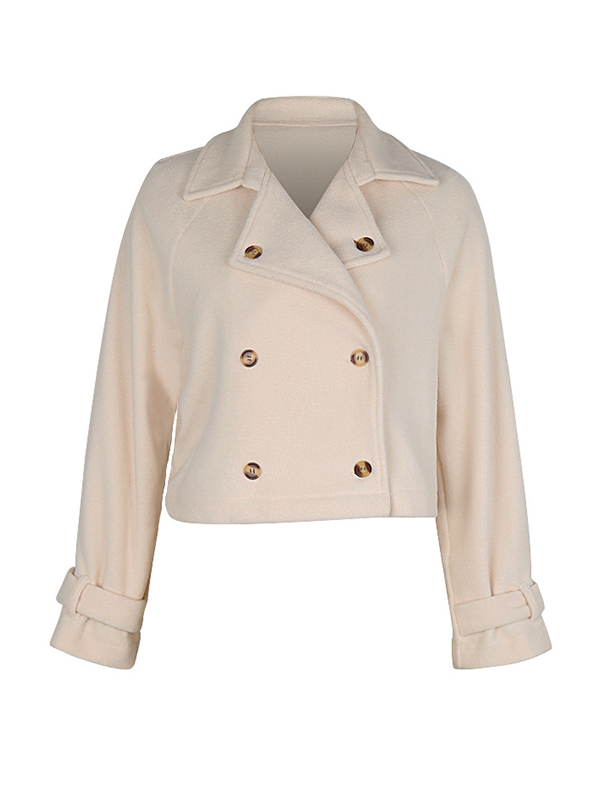 Long Sleeves Loose Buttoned Split-Joint Notched Collar Outerwear