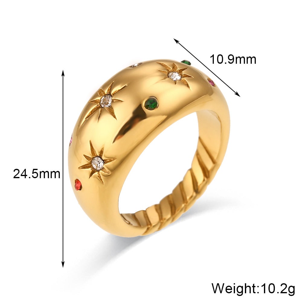 Minimalist Fashion Droplet Heart Round Stainless Steel 18K Gold Plated Jewelry Sets