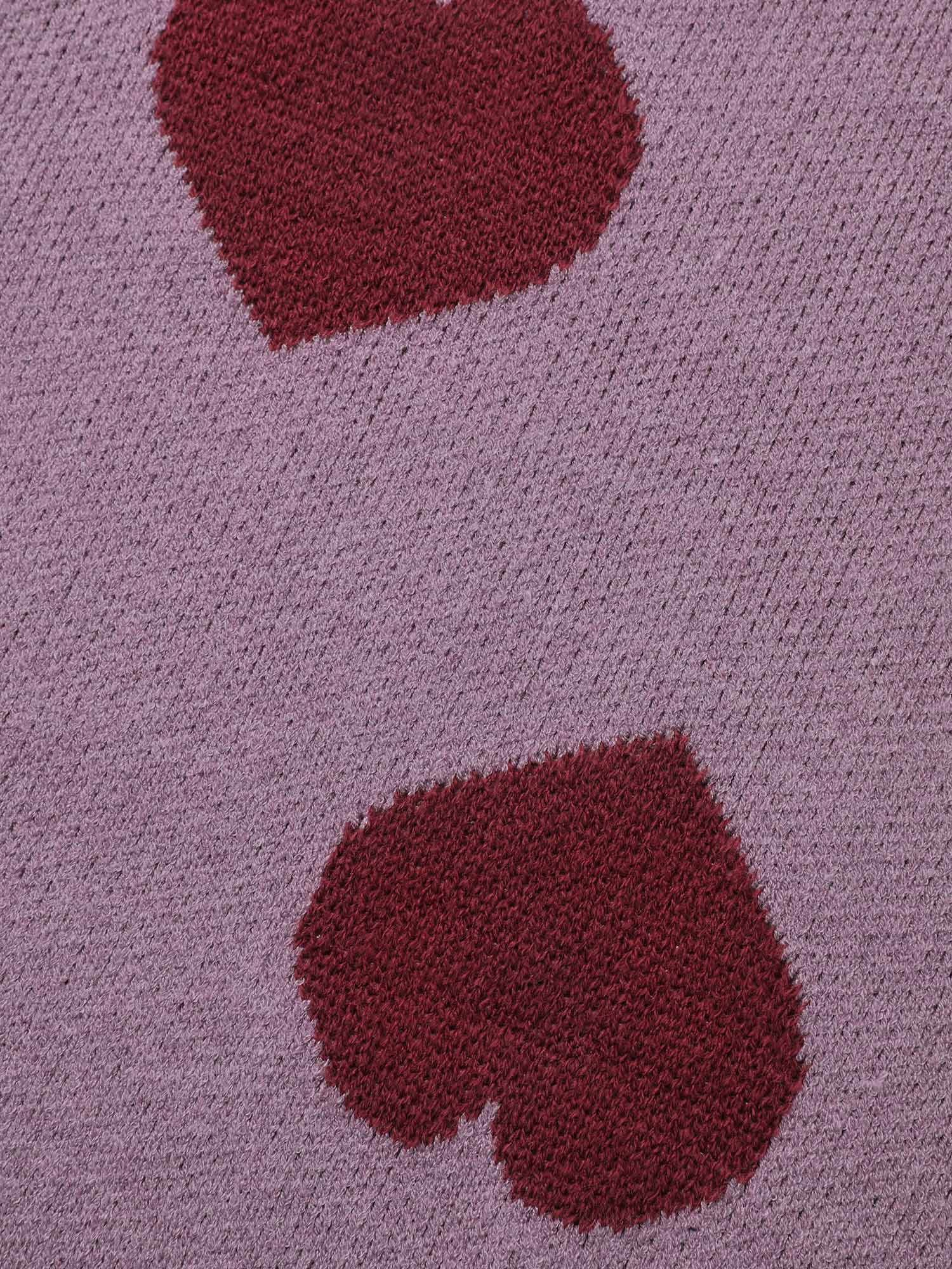 Round Neck Contrast Heart Jacquard Pullover