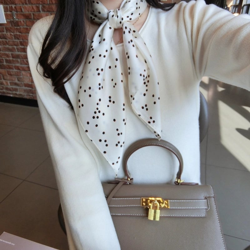 Women's Elegant Basic Polka Dots Silk Printing Silk Scarf