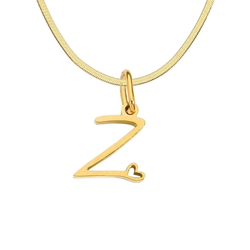 Stainless Steel Titanium Steel 14K Gold Plated Minimalist Plating Letter Heart Shape Pendant Necklace