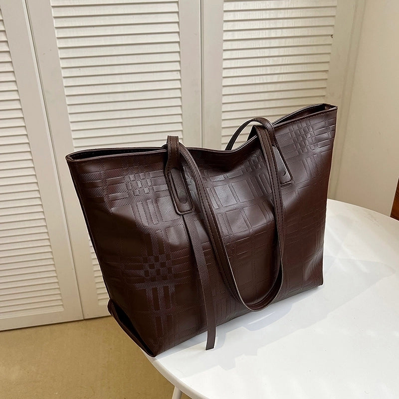 Women's Pu Leather Solid Color Streetwear Square Zipper Tote Bag