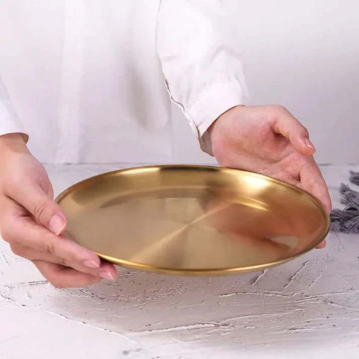 Luxurious SS Round Plate Gold 30 cm