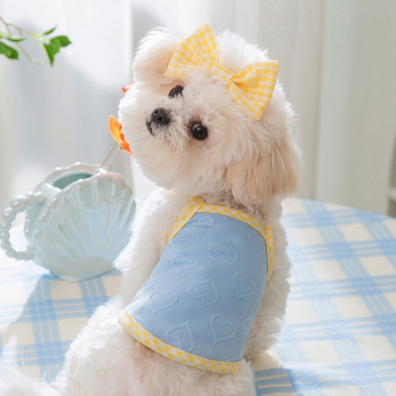 Heart Pattern Bow Decor Dog Cat Vest