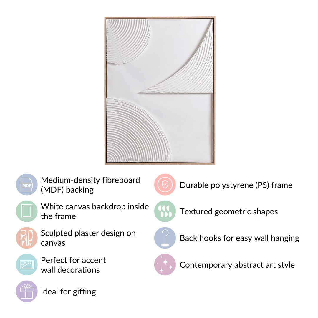 Japandi 3D Plaster Texture Framed Wall Art 32x24 Inch