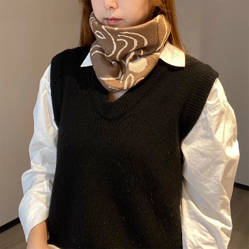 Unisex Minimalist Solid Color Polyester Crochet Lace Scarf Mask