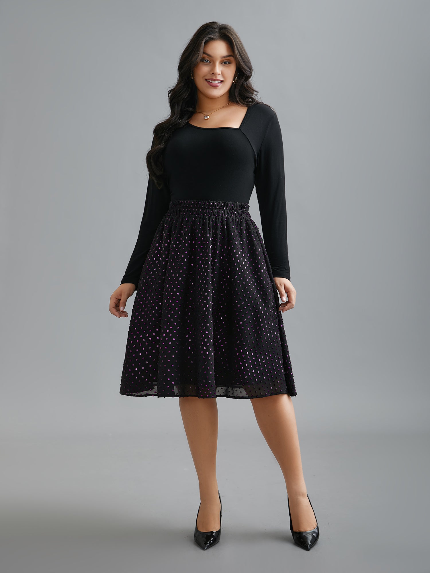 Glitter Polka Dot Pleated Skirt