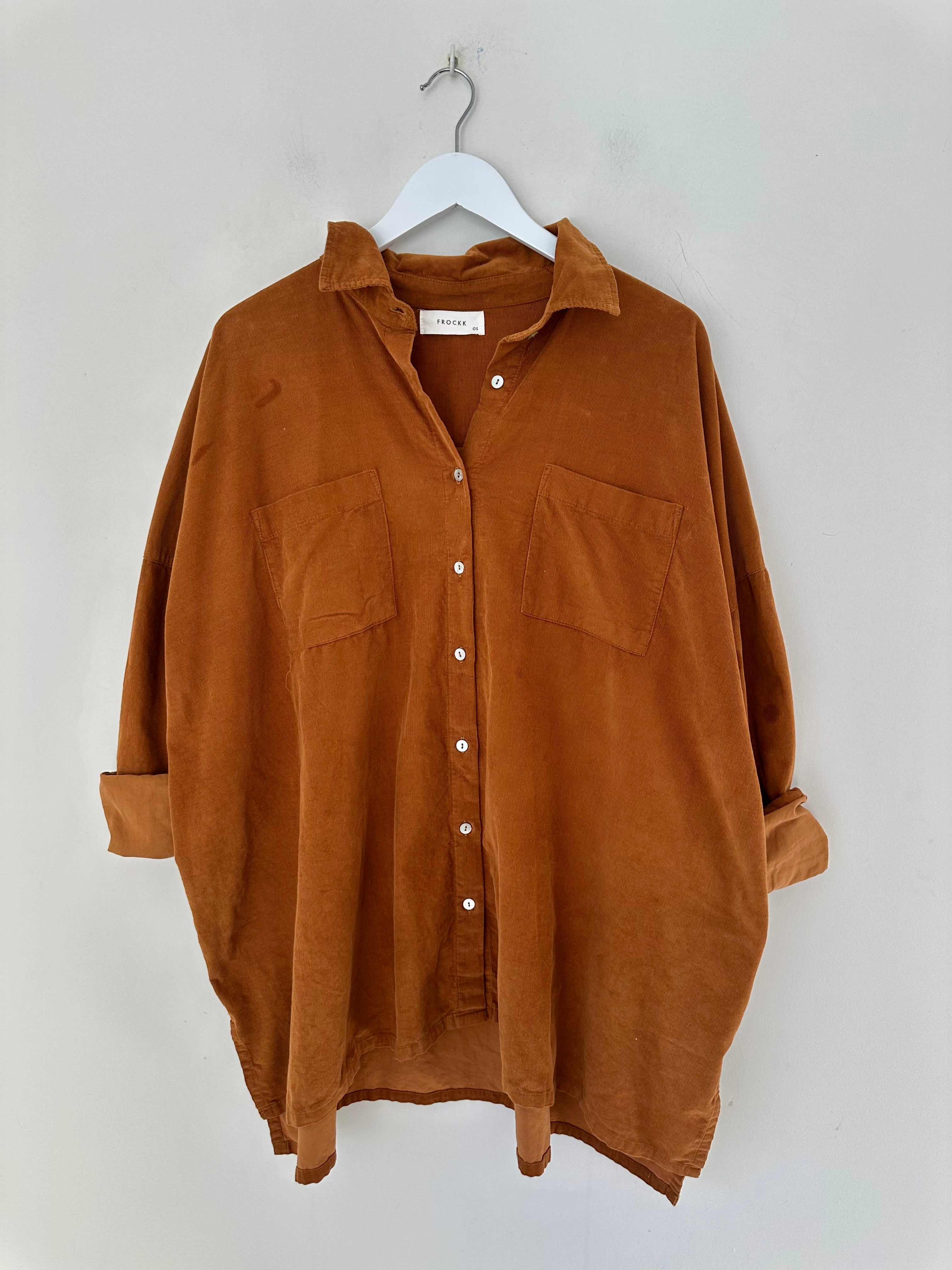 aiden oversized shirt - caramel cord