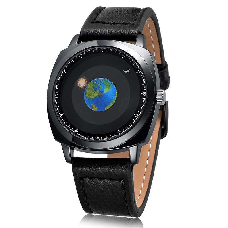 Fashion Cool Creative Rotating Earth Watch Silicone Leather Quartz Sports Men's Watch