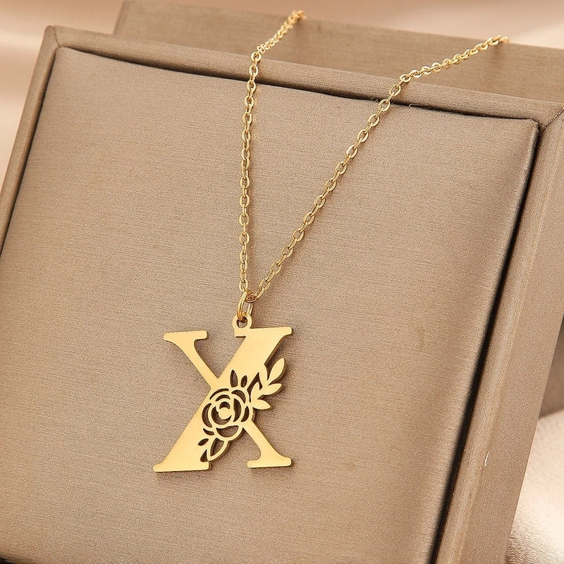 Basic Classic Style Letter Stainless Steel Plating Pendant Necklace