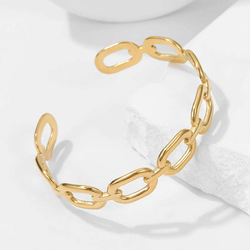 2 Pieces Expressive Stripe Stainless Steel Electroplating Bangles