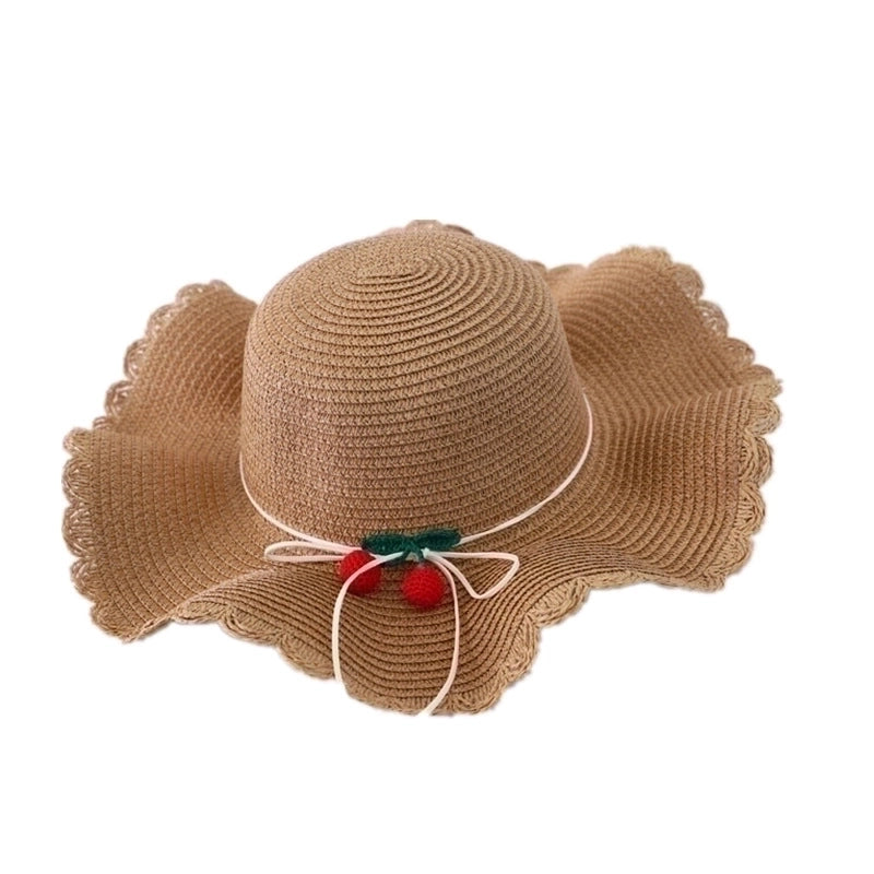 Women's Streetwear Cherry Ruffles Straw Hat