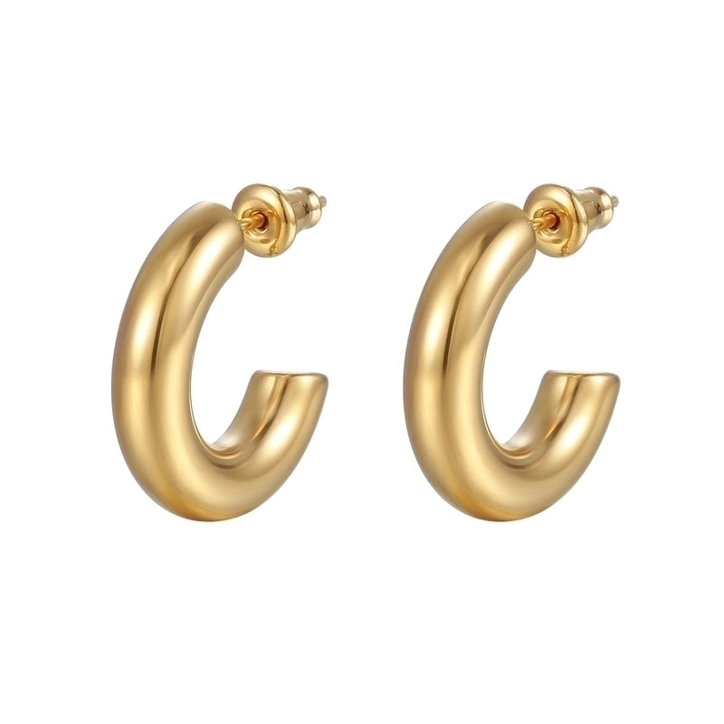 1 Pair Fashion C Shape Plating 201 Stainless Steel 18K Gold Plated Ear Studs