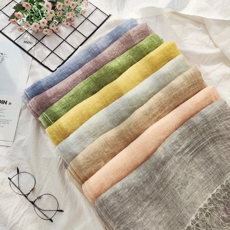 Women's Ethnic Style Solid Color Linen Silk Scarf