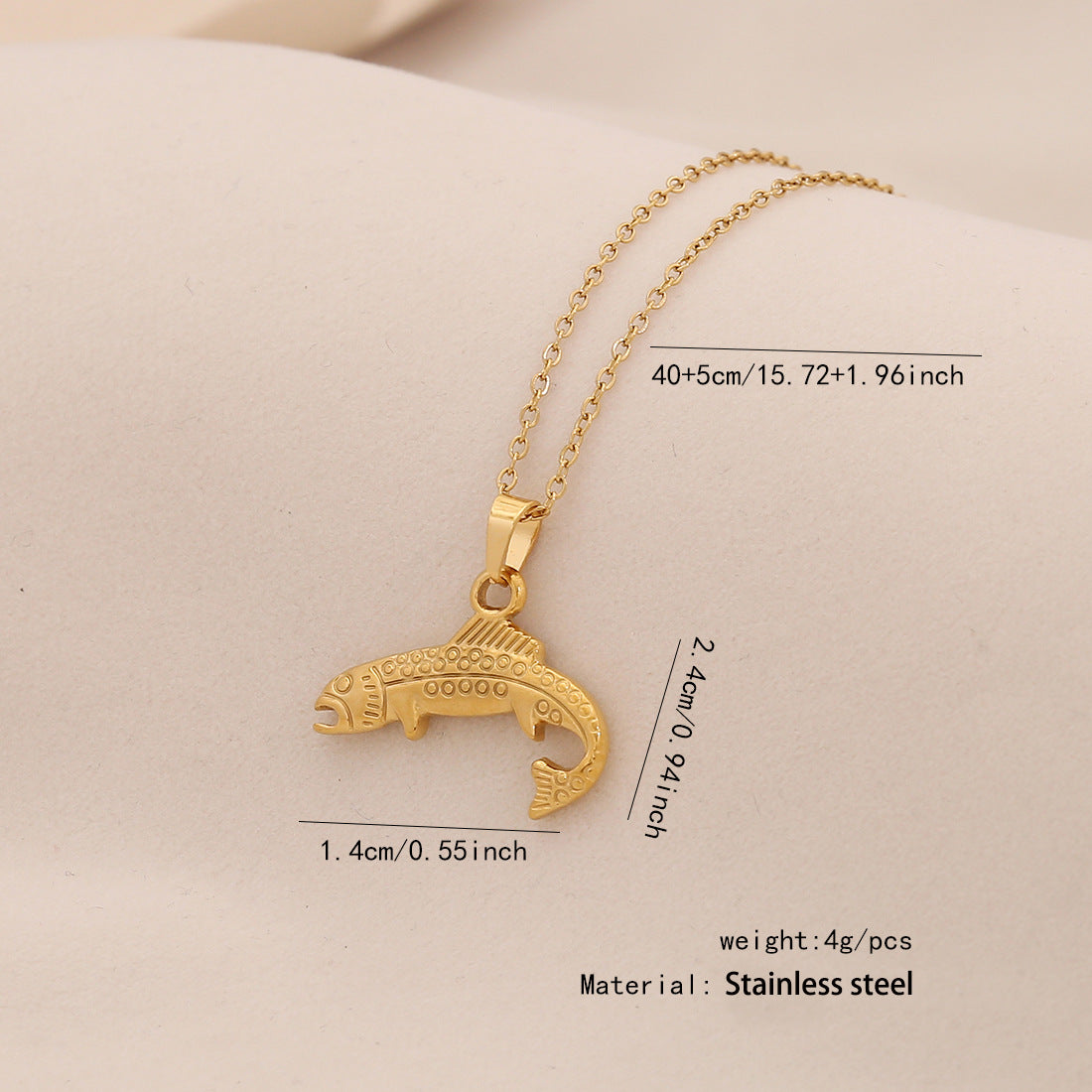 Personalized Fish Stainless Steel Pendant Niche Clavicle Chain N1515