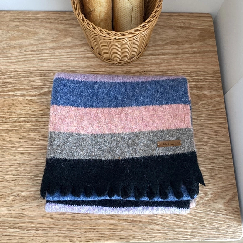 Women's Casual Minimalist Stripe Polyester Sheep Wool Scarf
