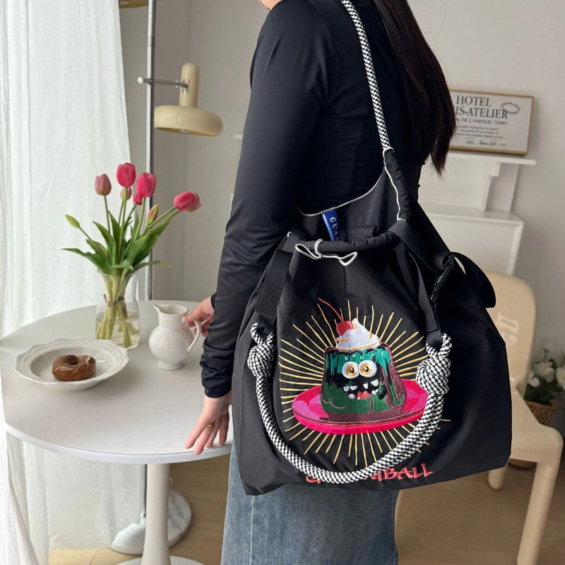 Women's Cute Classic Style Printing Cartoon Nylon Shopping Bags