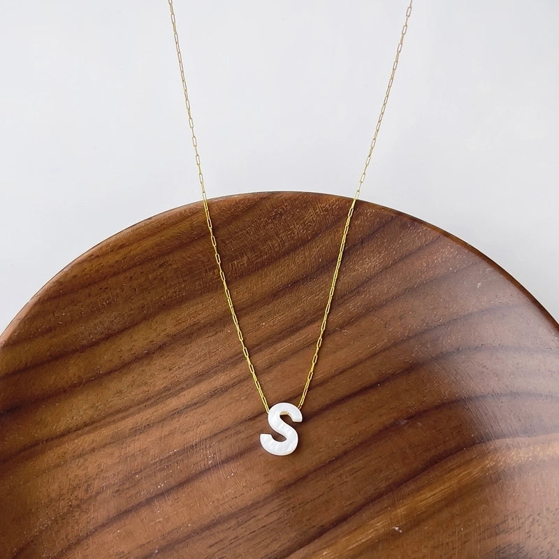 316L Stainless Steel  18K Gold Plated Minimalist Irregular Letter Shell Pendant Necklace