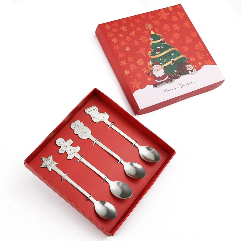 Christmas Cute Cartoon Stainless Steel Festival Tableware 1 Set