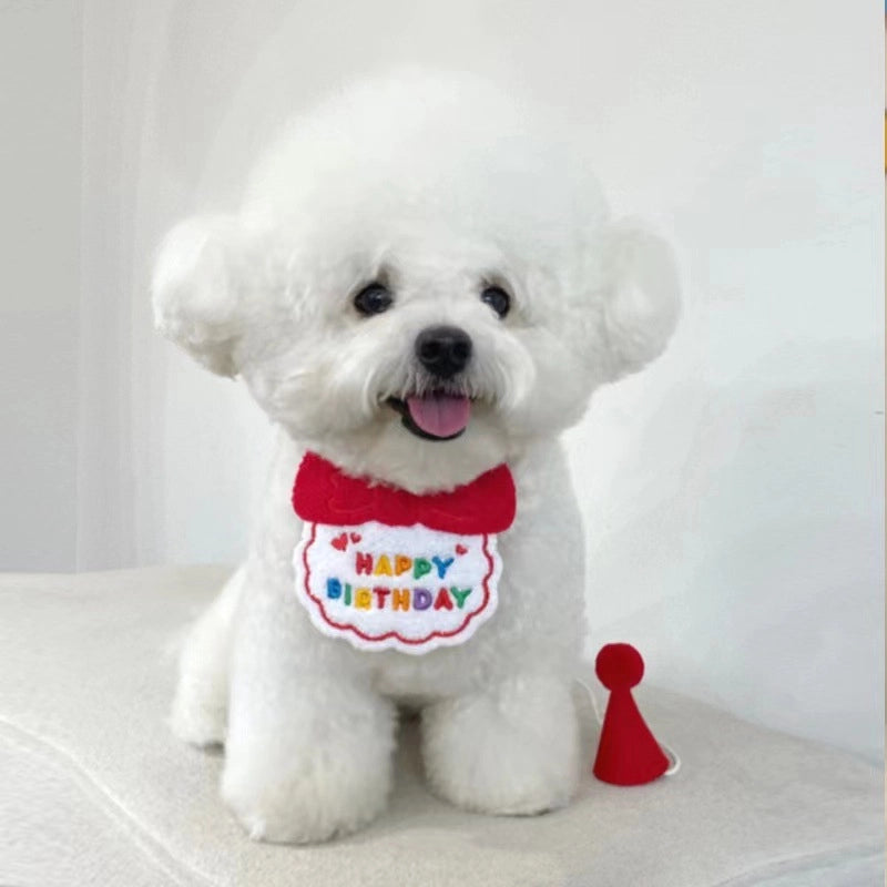 Dog Dog Party Birthday Hat Bib Dog Cat Pet Slippery Bag Slippery Towel Bichon Pet