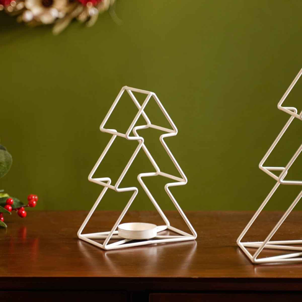 Tree Candle Holder Set of 2 Off White