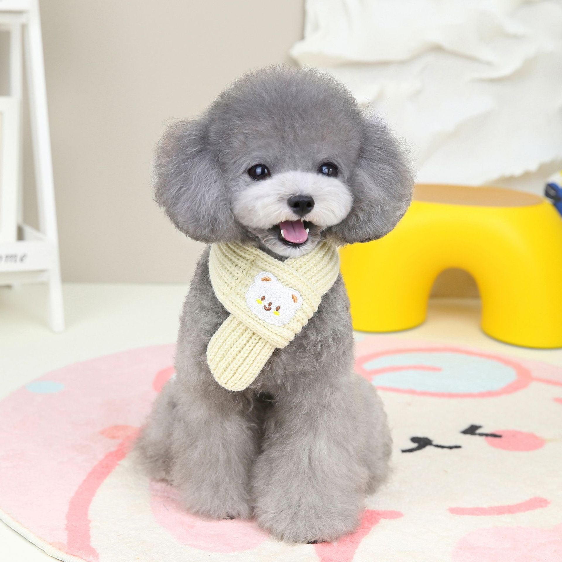 Cute Bear Decor Knitted Dog Cat Scarf