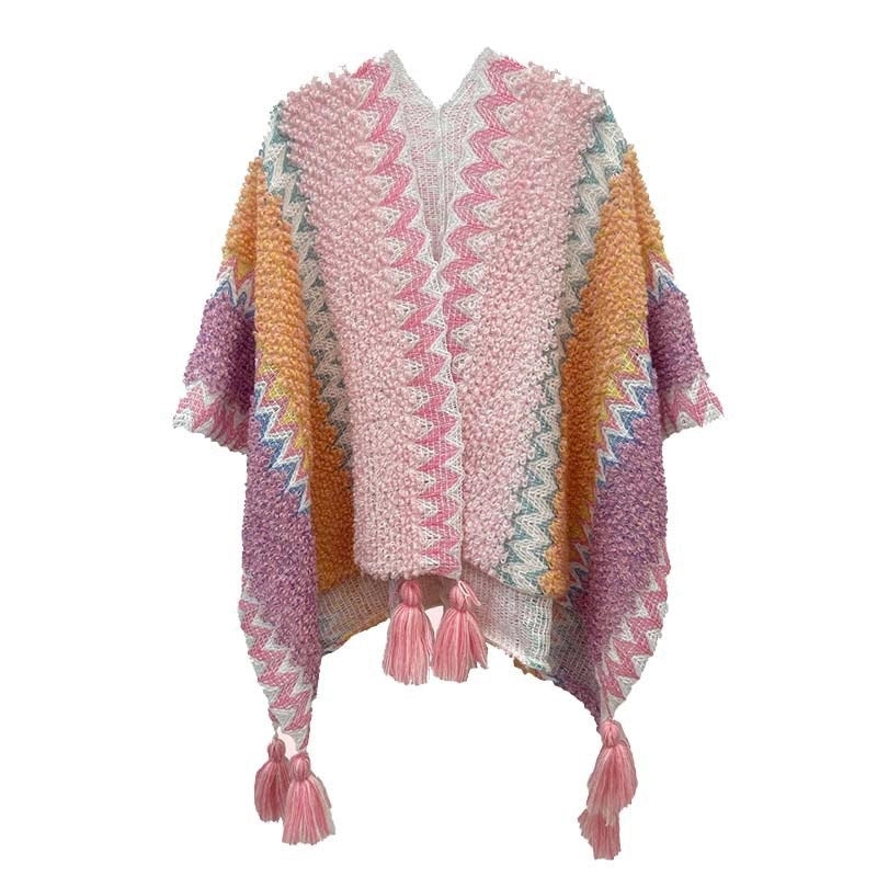 Women's Ethnic Style Plaid Acrylic Tassel Shawl