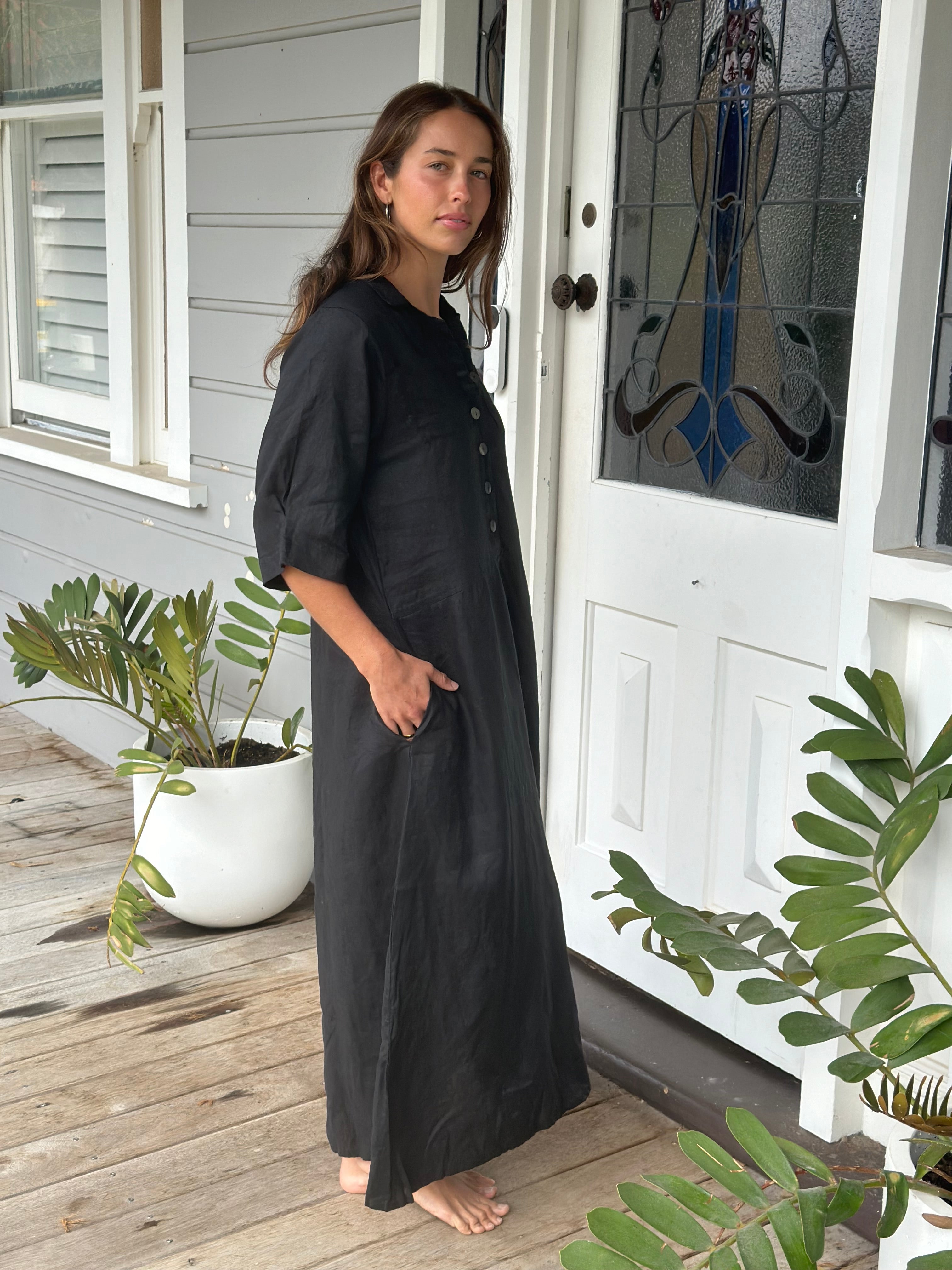 bridget dress - black linen
