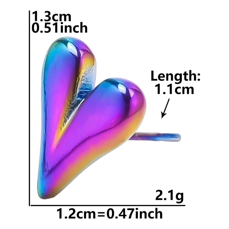 1 Pair Minimalist Heart Shape Plating 304 Stainless Steel Ear Studs