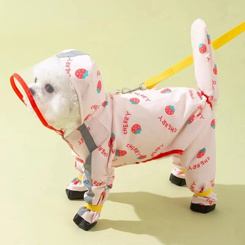 Traceable Dog Four-legged Raincoat Waterproof All-inclusive Small Dog Bichon Teddy Pet Rainy Day Clothes
