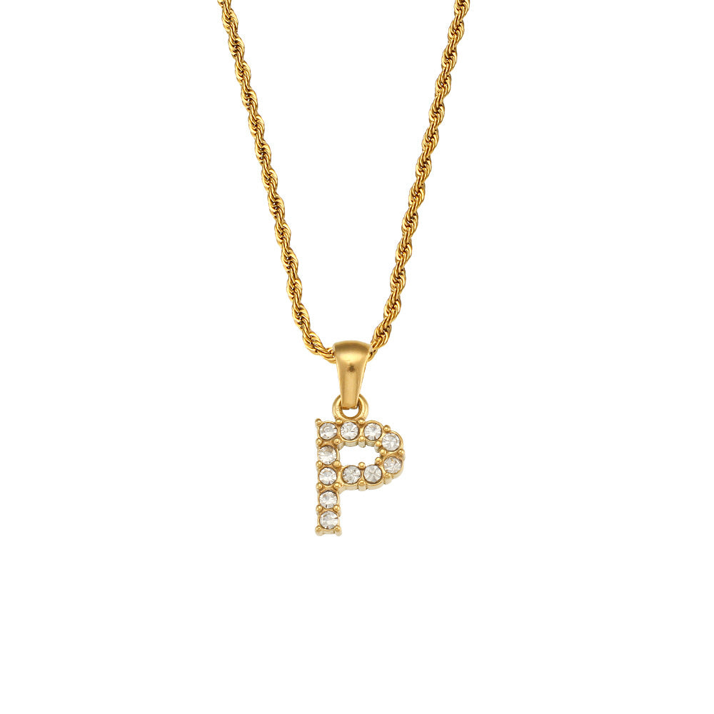 Fashion Round Number Text Letter Stainless Steel 18K Gold Plated Necklaces