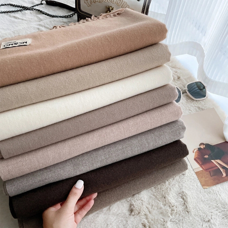 D Cashmere Scarf Solid Color Tassel Shawl Long Couple Warm Imitation Cashmere Scarf Shawl