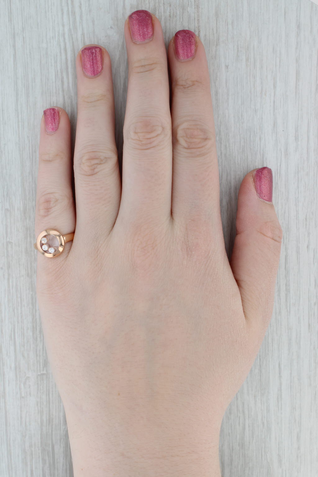 Chopard Happy Curves Diamond Ring 18k Rose Gold 829562-5009 Size 6.5 53