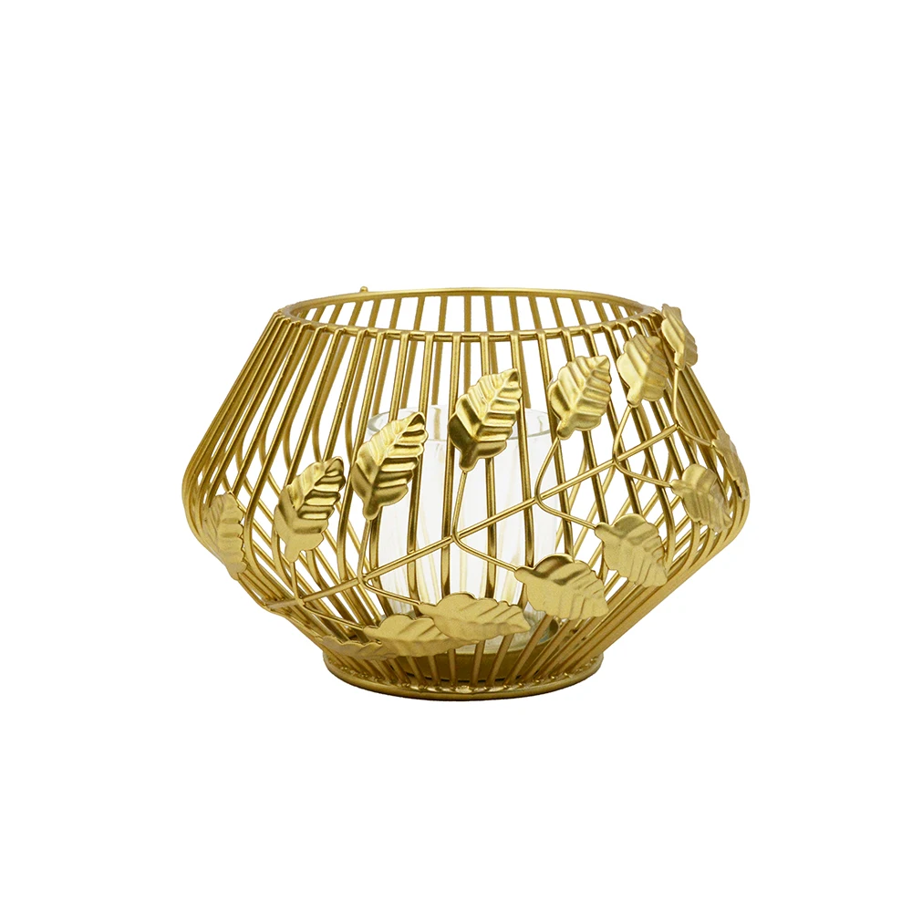Gold Metal Wire Candle Holders Decorative Gifts Rotating