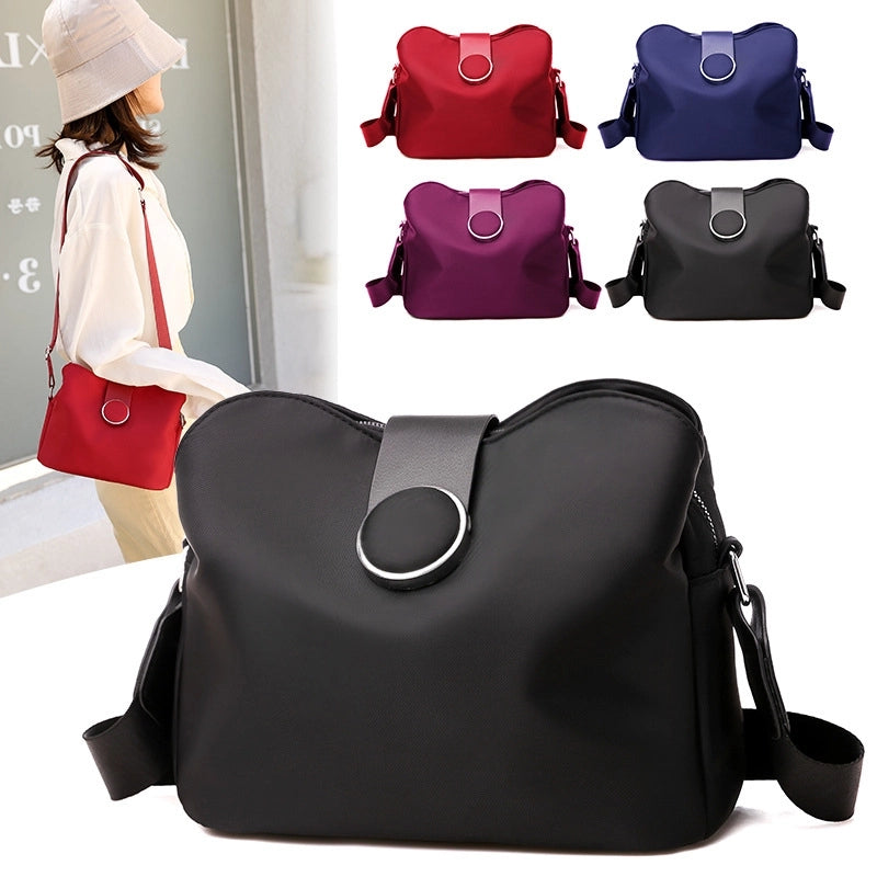 Women's Small Nylon Oxford Cloth Solid Color Basic Square Zipper Crossbody Bag