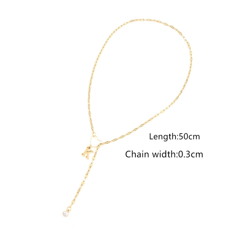 Elegant Minimalist Classic Style Letter Heart Shape 201 Stainless Steel 304 Stainless Steel Artificial Pearl Stainless Steel Necklaces