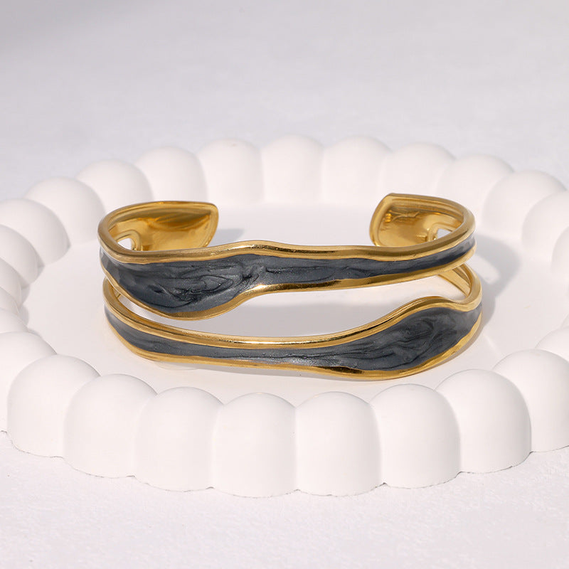 Ins Fashion Simple Oil Drop Irregular Bracelet Gold-Plated Design Stainless Steel Bracelet Female