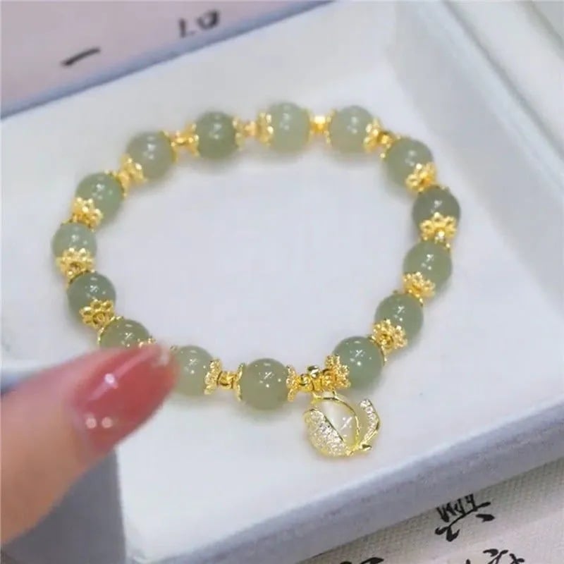 🔥  Promotion  49% OFF💞hetian jade gold leaf bracelet
