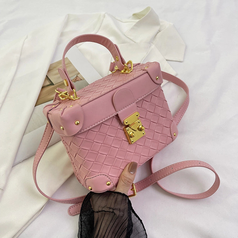 Women's Medium Pu Leather Solid Color Streetwear Square Lock Clasp Crossbody Bag