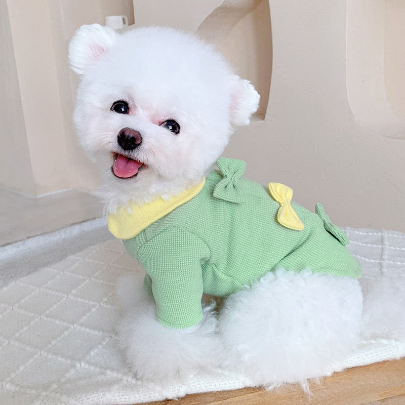 Bowknot Design Collar Dog Cat Sweater