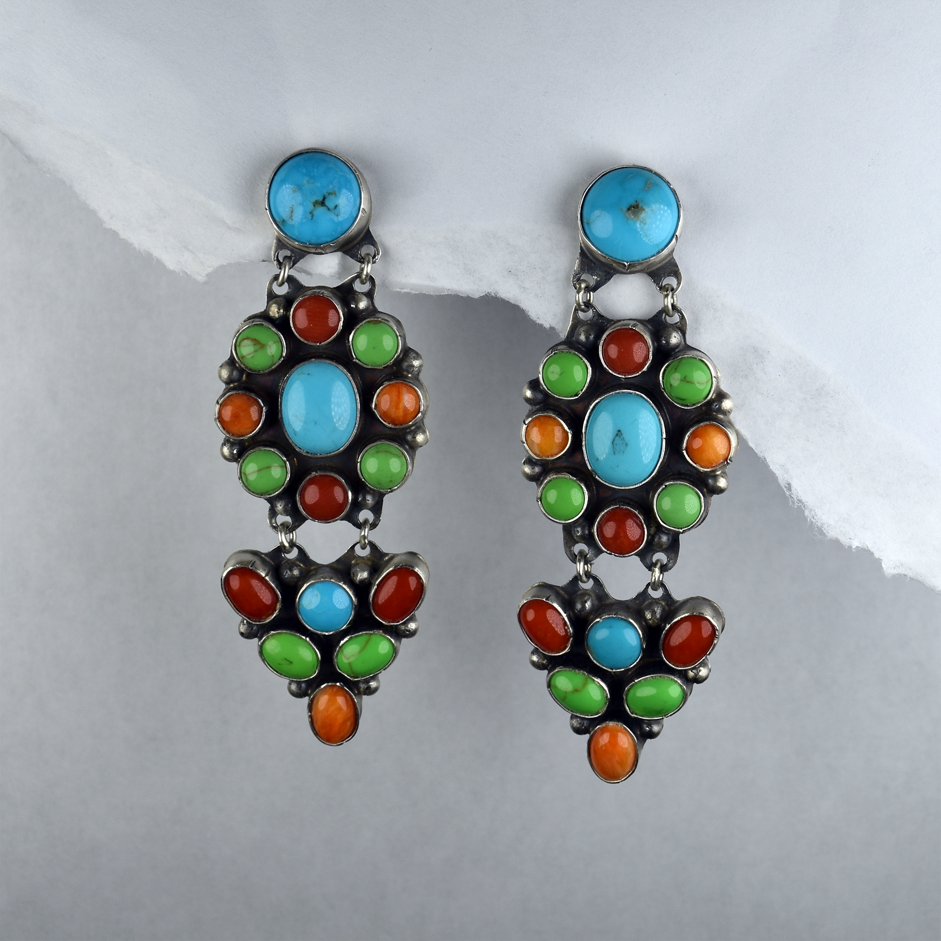 Blue . Coral. Spiny Oyster.   Earrings
