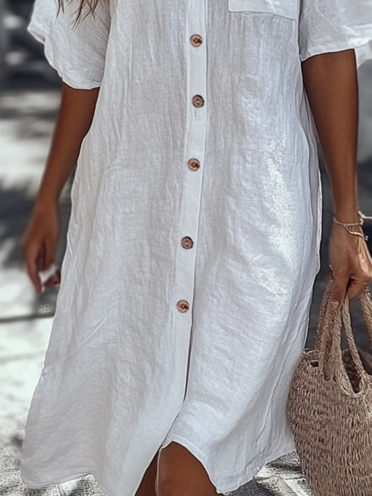 🔥Hot Sale 50% Off💥👗Casual Cotton Linen Shirt Dress
