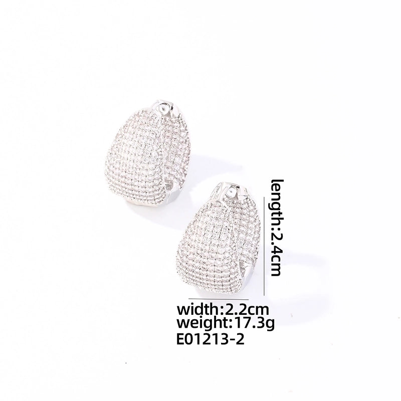 1 Pair Glam Luxurious Shiny Round Oval Solid Color Plating Inlay Copper Zircon Gold Plated Earrings