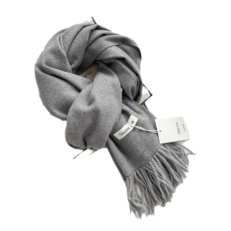 Women's Elegant Minimalist Solid Color Imitation Cashmere Tassel Scarf