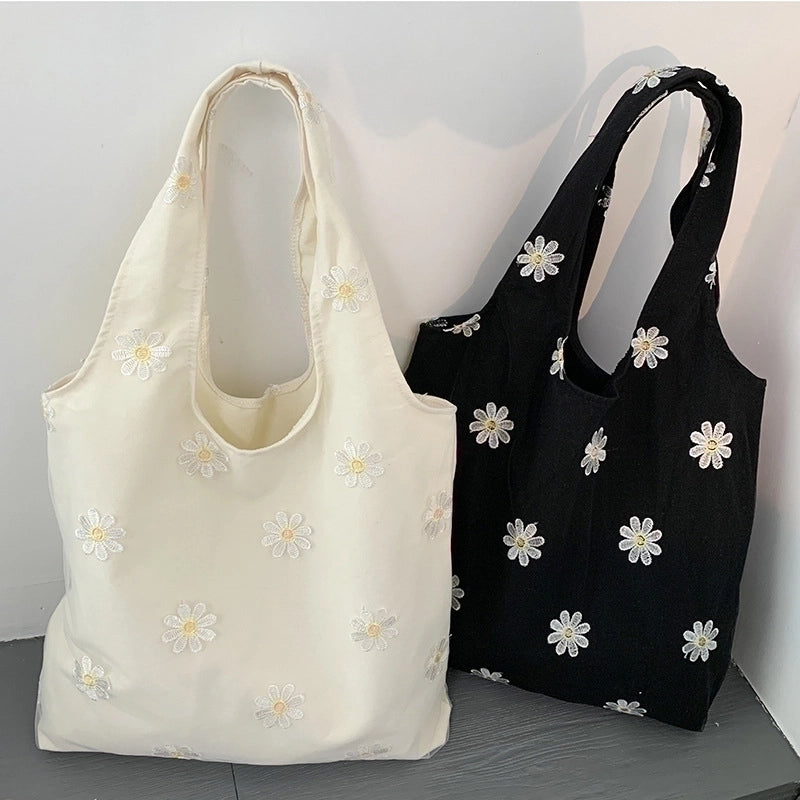 Women's Large Canvas Daisy Classic Style Square Open Underarm Bag