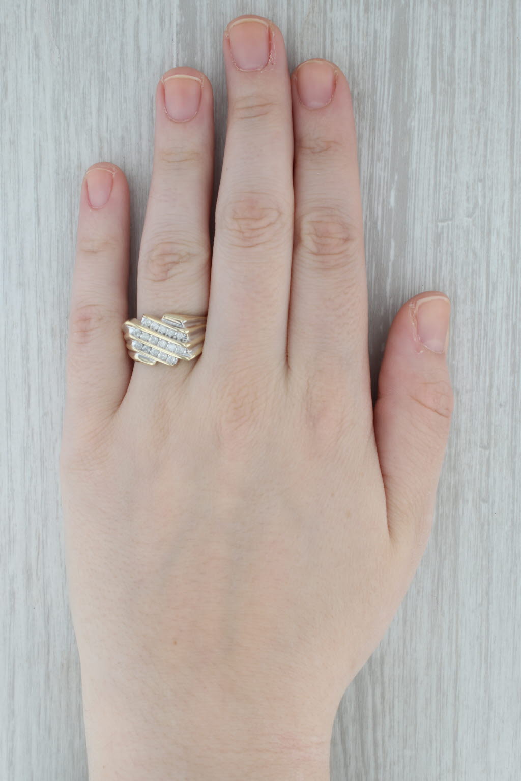 0.45ctw Diamond Men's Ring 10k Yellow Gold Size 10.75