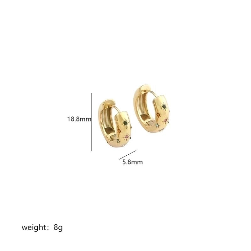 1 Pair Minimalist U Shape Round Plating Inlay Stainless Steel Pearl Zircon 18K Gold Plated Earrings